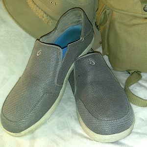 OLUKAI  MENS GREY MESH LOAFERS
